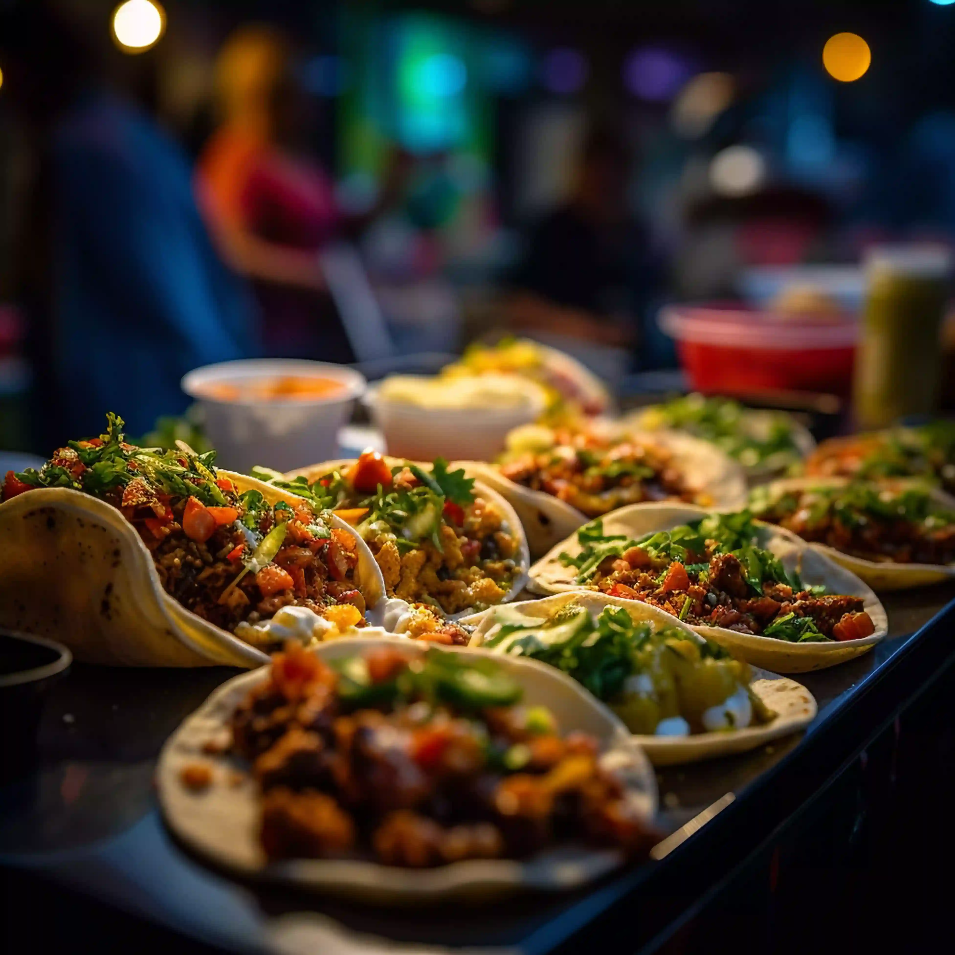 Imagen donde se ve el servicio de buffet de tacos de banquetes Jorgio